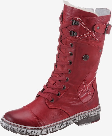 KRISBUT Lace-Up Boots in Red: front