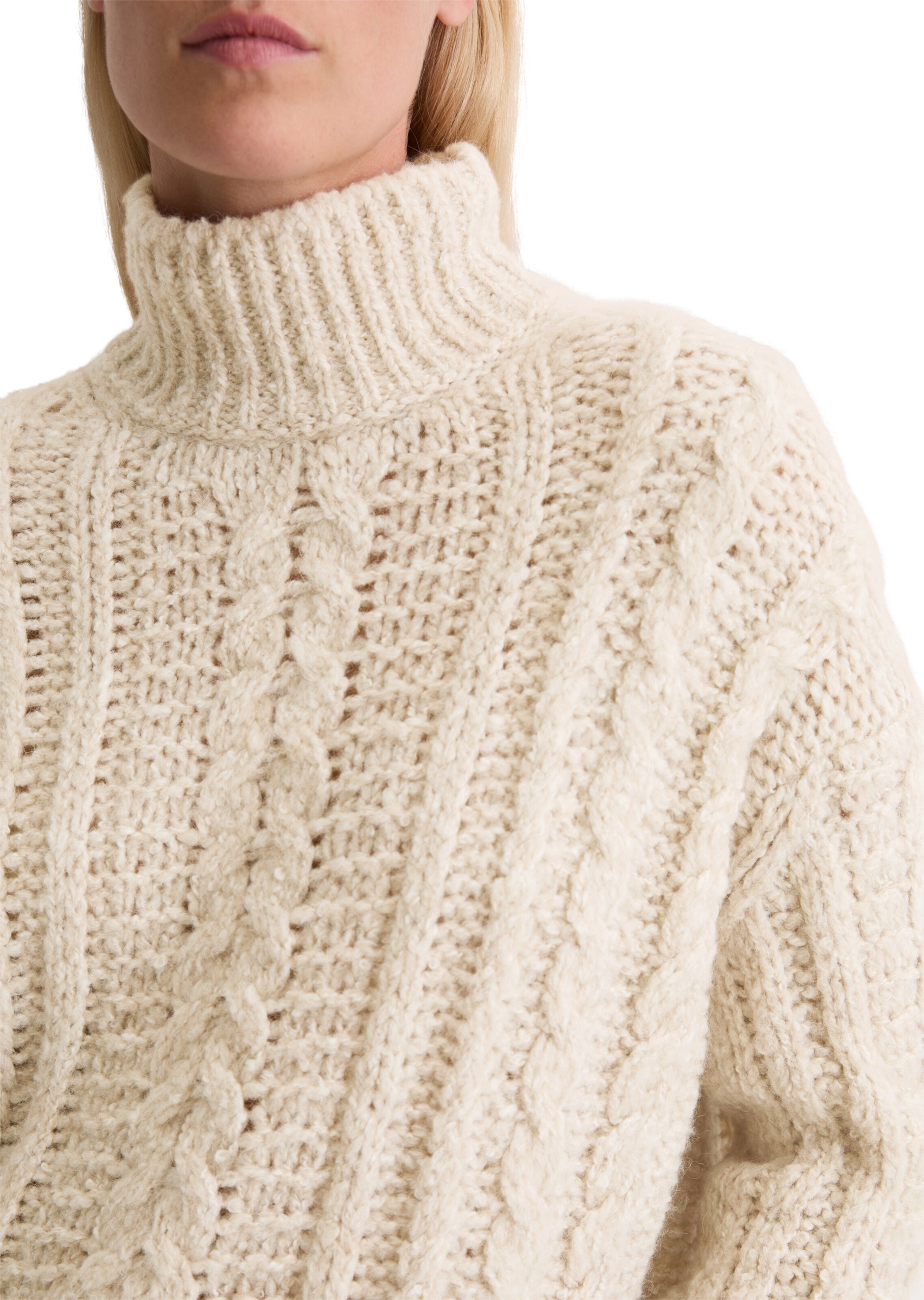 Marc O'Polo Sweater ' aus Alpakawolle-Baumwolle-Merinowolle-Mix ' in Beige