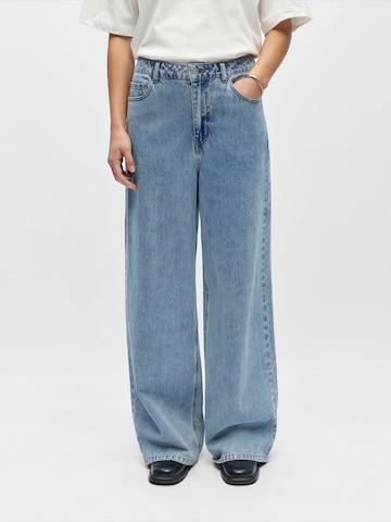 OBJECT Wide leg Jeans 'OBJLuca' in Blue: front