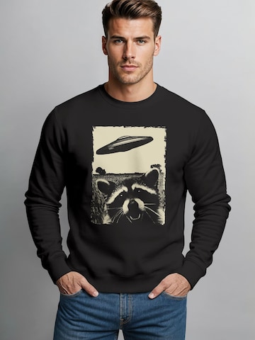 Neverless Sweatshirt 'Ufo Waschbär' in Black