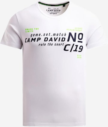 CAMP DAVID T-shirt 'Game.Set.Match' i vit: framsida