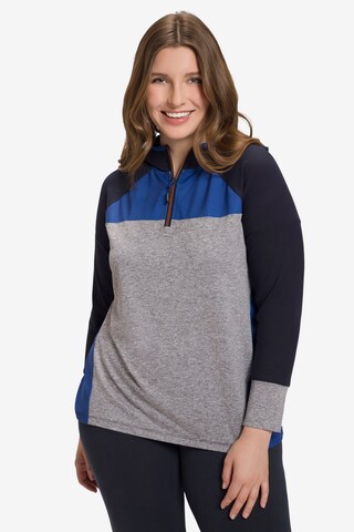 Ulla Popken Sportief sweatshirt in Blauw: voorkant