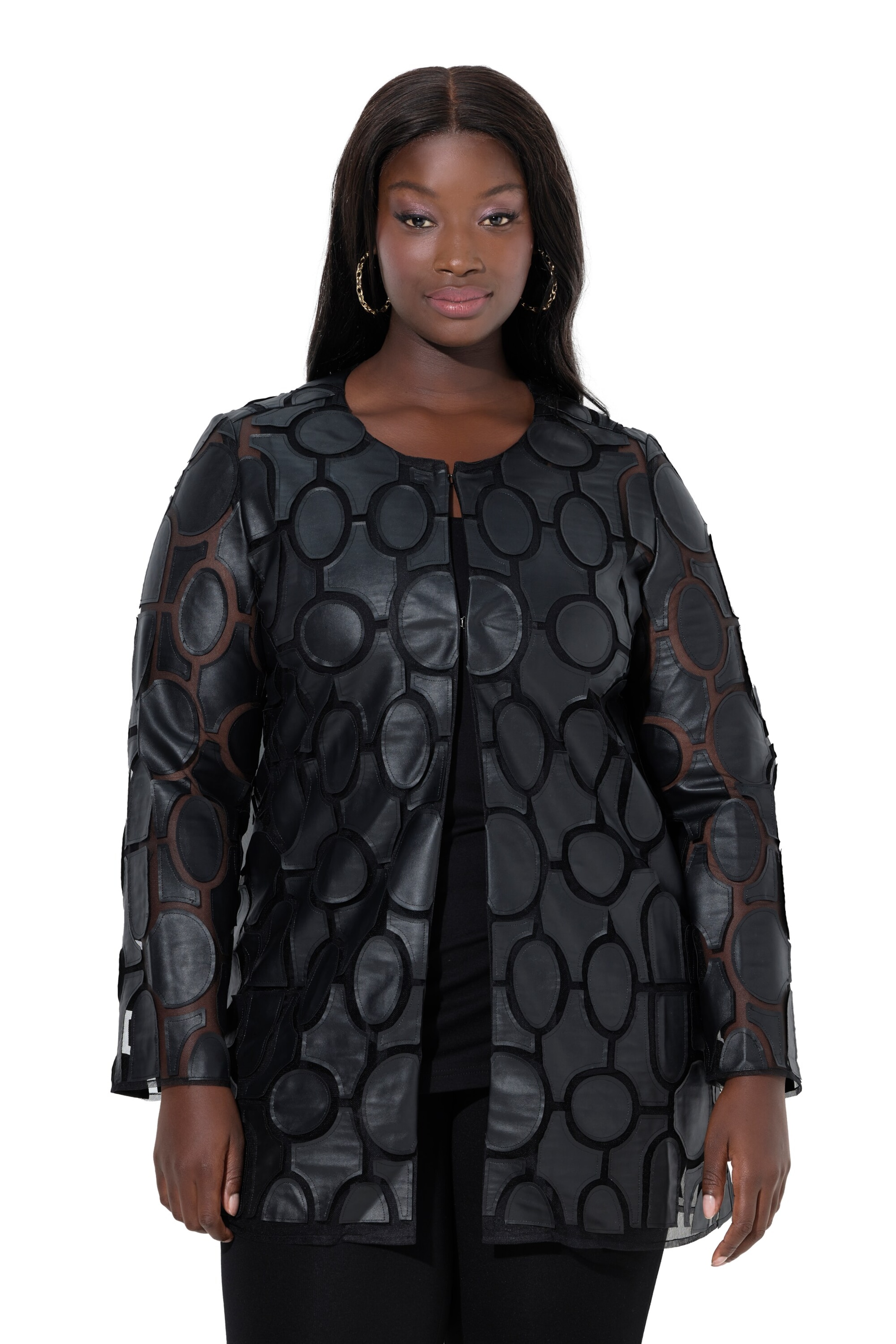 Ulla Popken Between-season jacket in Black: front