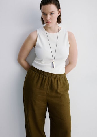 MANGO Regular Pants 'Lino' in Green