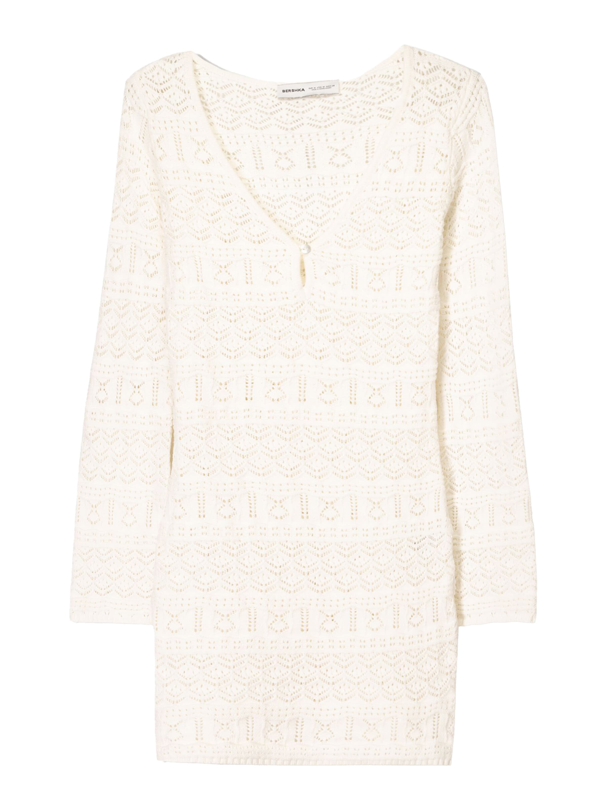 Bershka Sukienka z dzianiny w kolorze beżowy: przód