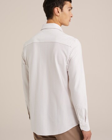 WE Fashion Slim fit Button Up Shirt in Beige