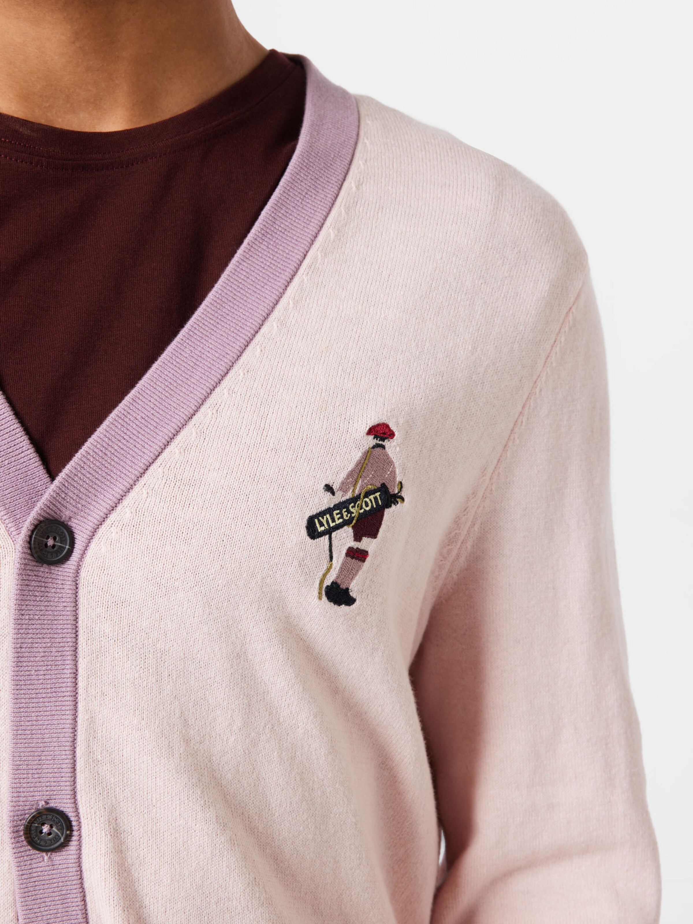 Männer Pullover & Strick Lyle & Scott Strickjacke in Rosa - QV39438 Männer Pullover & Strick Lyle & Scott Strickjacke in Rosa - QV39438