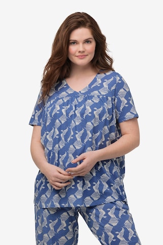 Ulla Popken Slaapshirt in Blauw: voorkant