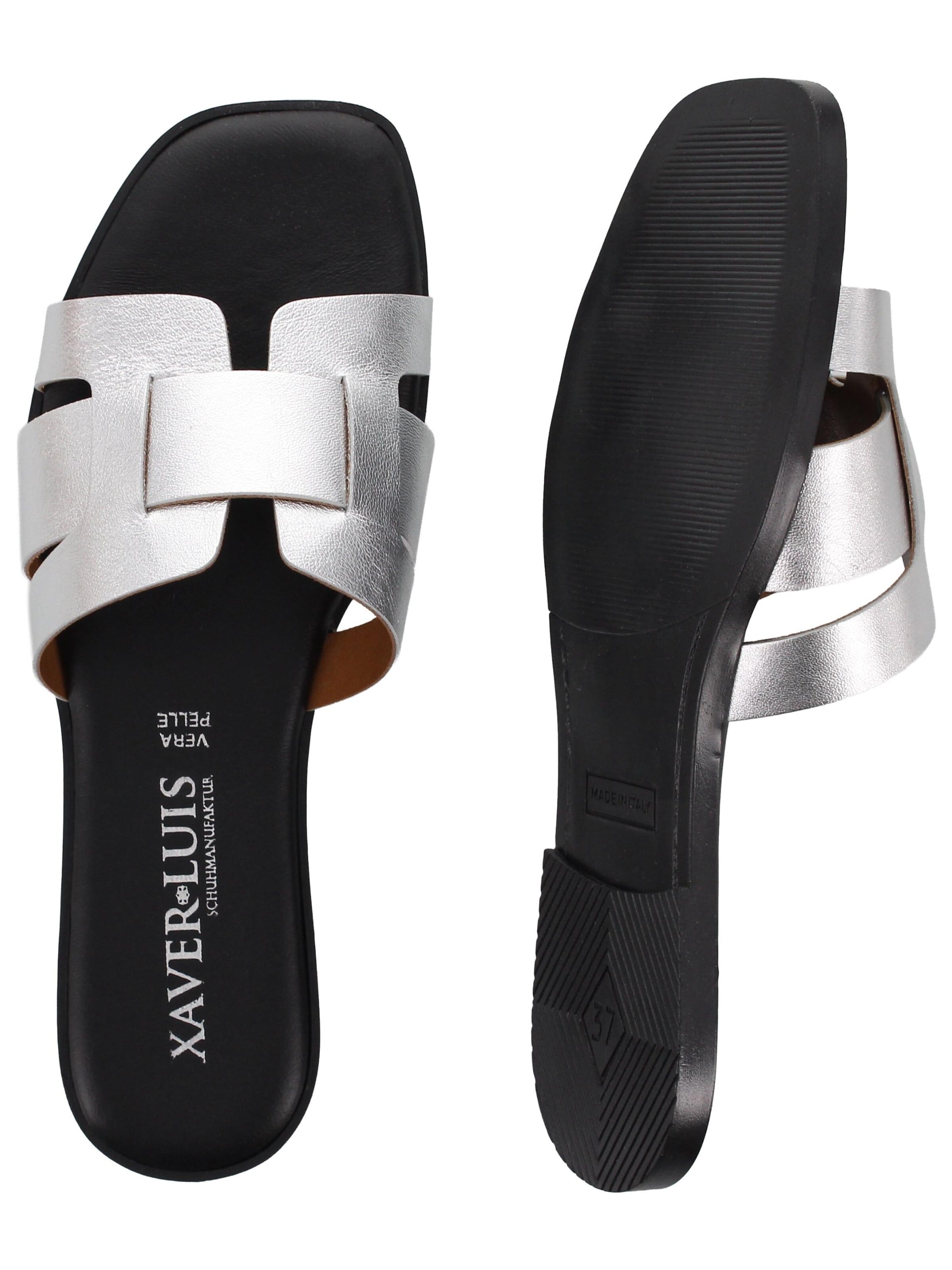XAVER LUIS Schuhmanufaktur Mules 'Roberta' in Silver