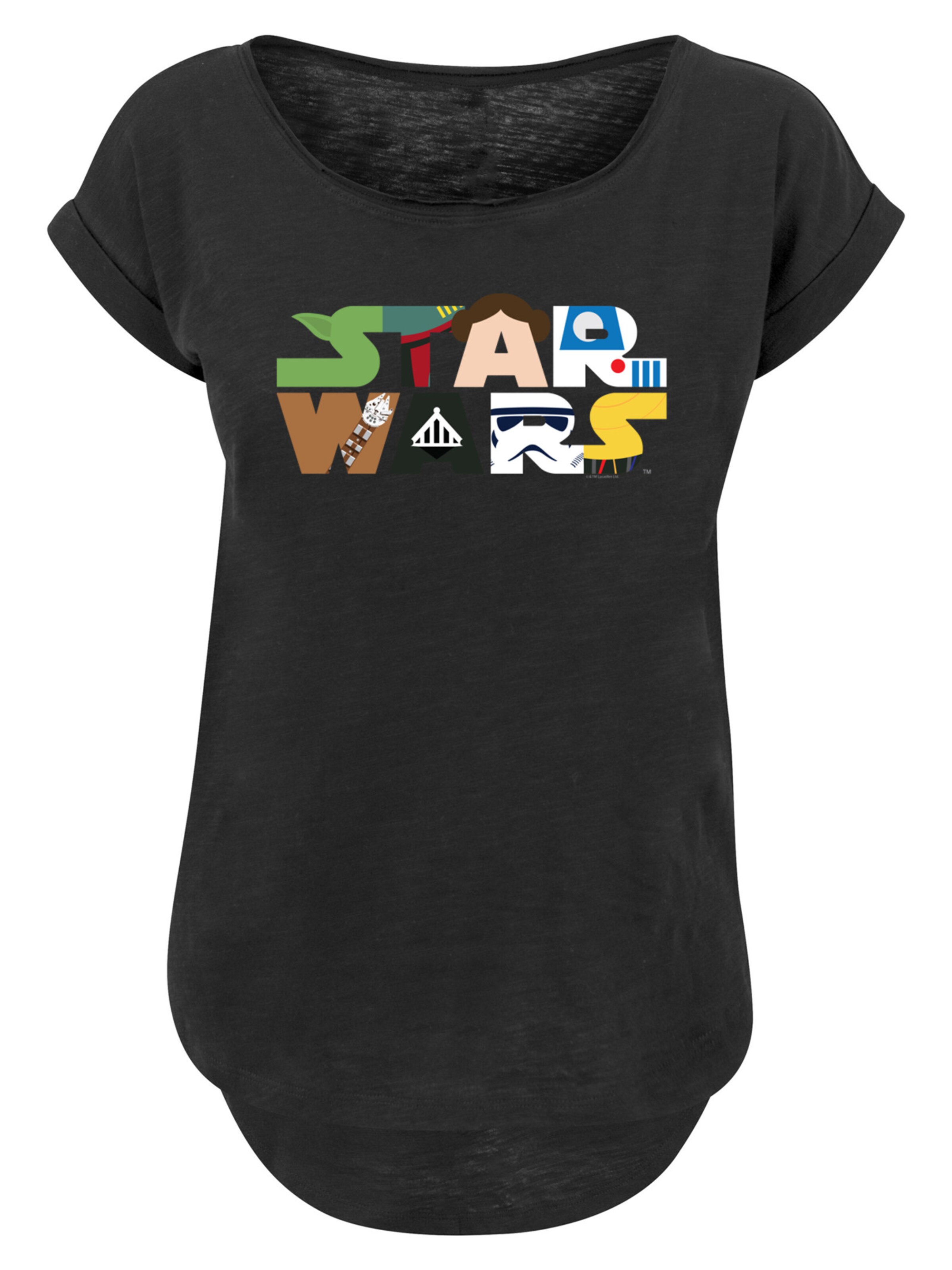 F4NT4STIC Shirt 'Star Wars Character' in Zwart: voorkant