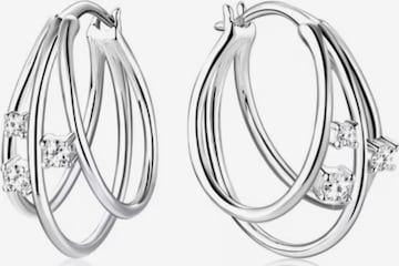 ROUGEMONT Jewellery Ohrringe 'Funkelnde Moissanit Creolen Ohrringe mit Echtheitszertifikat' in Silber: Vorderseite
