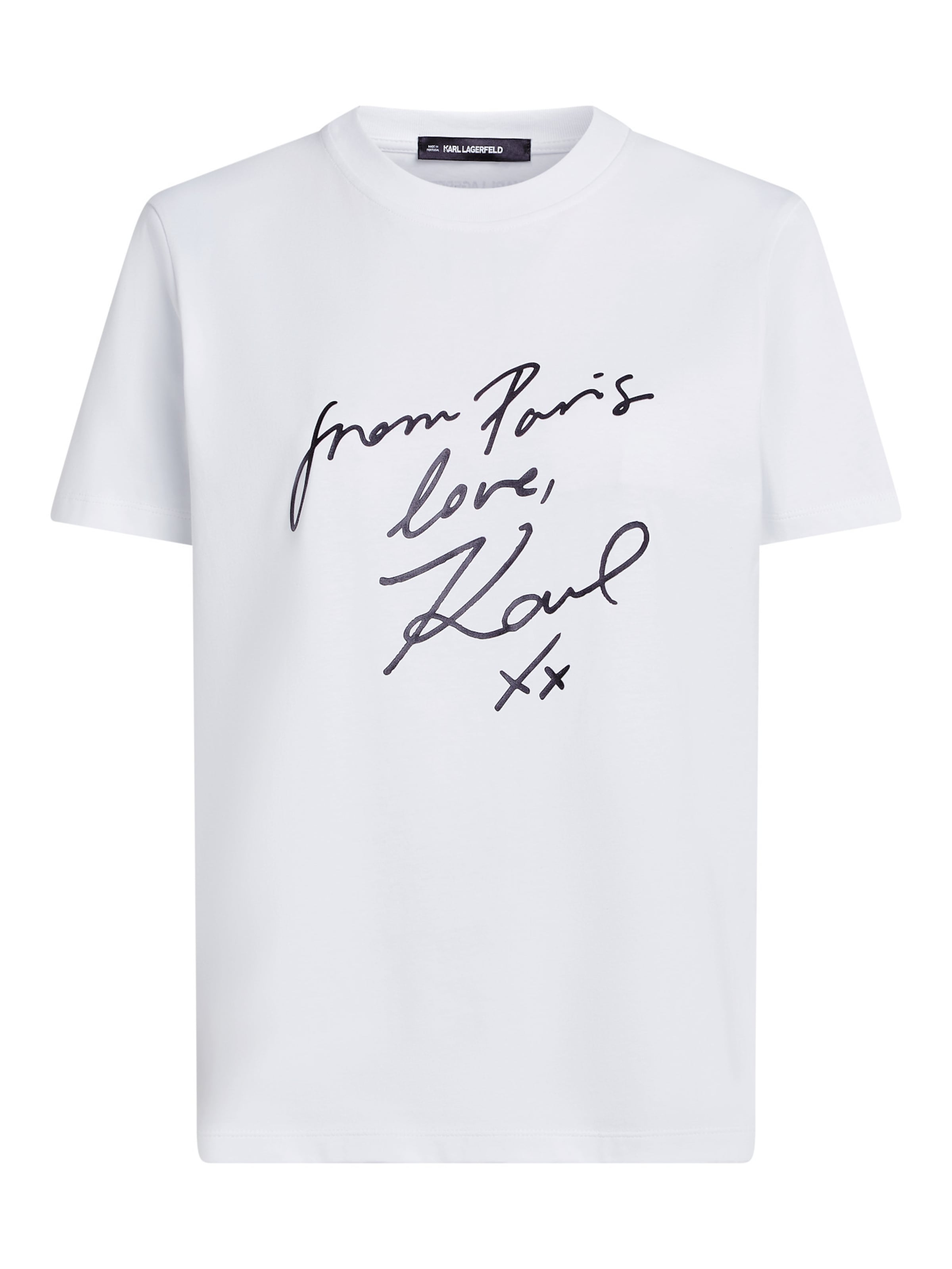 Karl Lagerfeld Μπλουζάκι 'With Love' σε λευκό: μπροστά