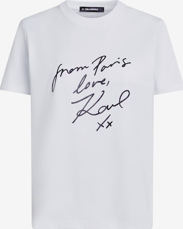 balta Karl Lagerfeld Marškinėliai 'With Love': priekis