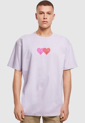 Merchcode Shirt 'Hugs & Love - Two Hearts' in Purple: front