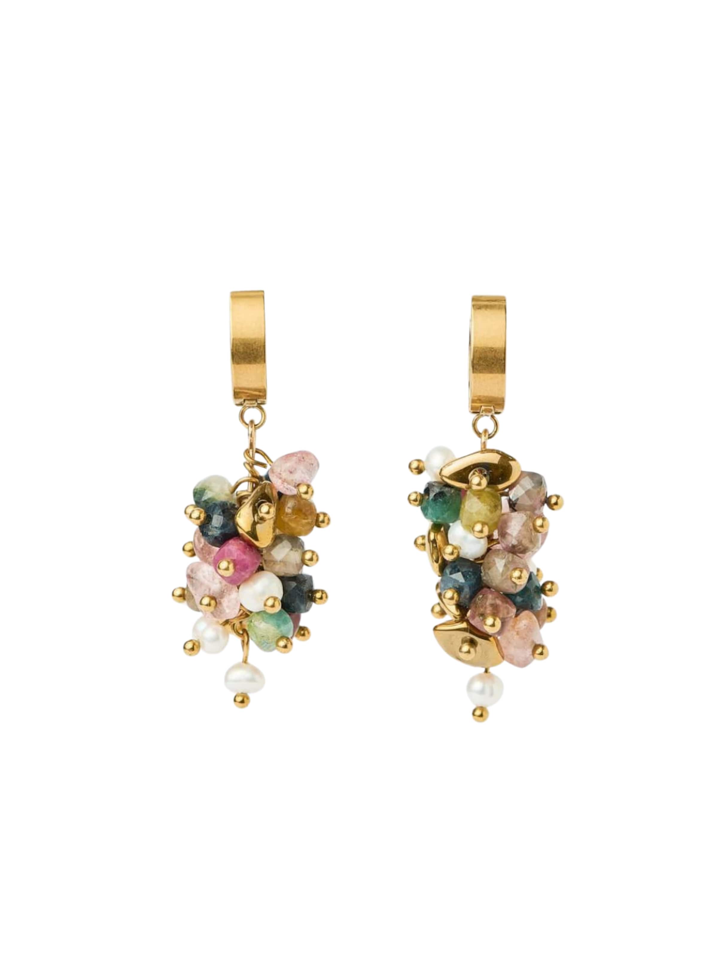 THE GEM STORIES JEWELRY Oorbellen 'Rose Tourmaline Serenity Earrings' in Gemengde kleuren