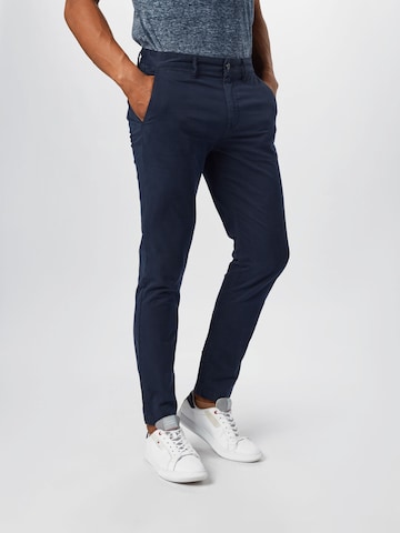 BOSS Orange - Slimfit Calças chino 'Taber' em azul: frente