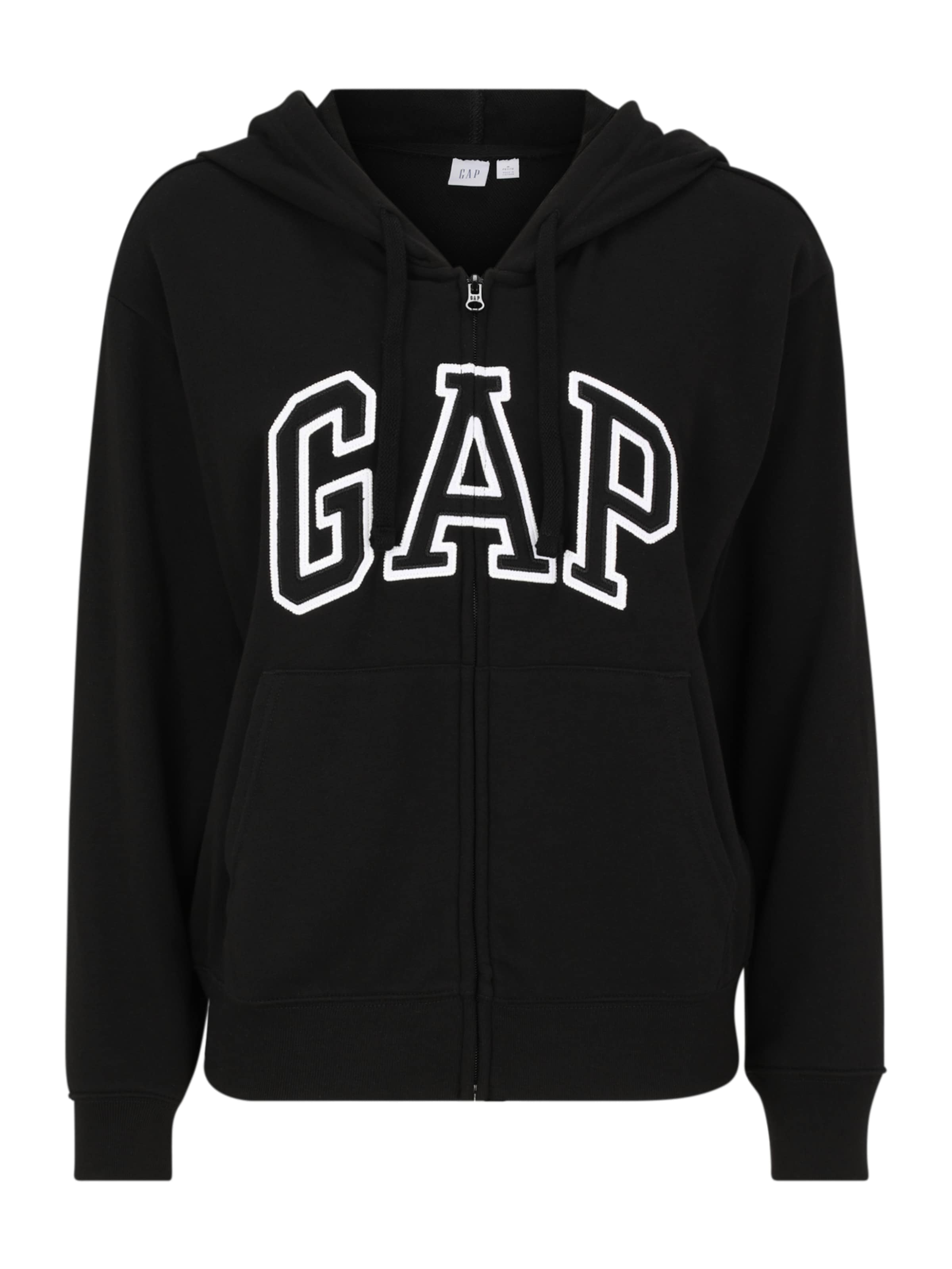 Gap Tall Sweatjacke 'HERITAGE' in Schwarz: Vorderseite