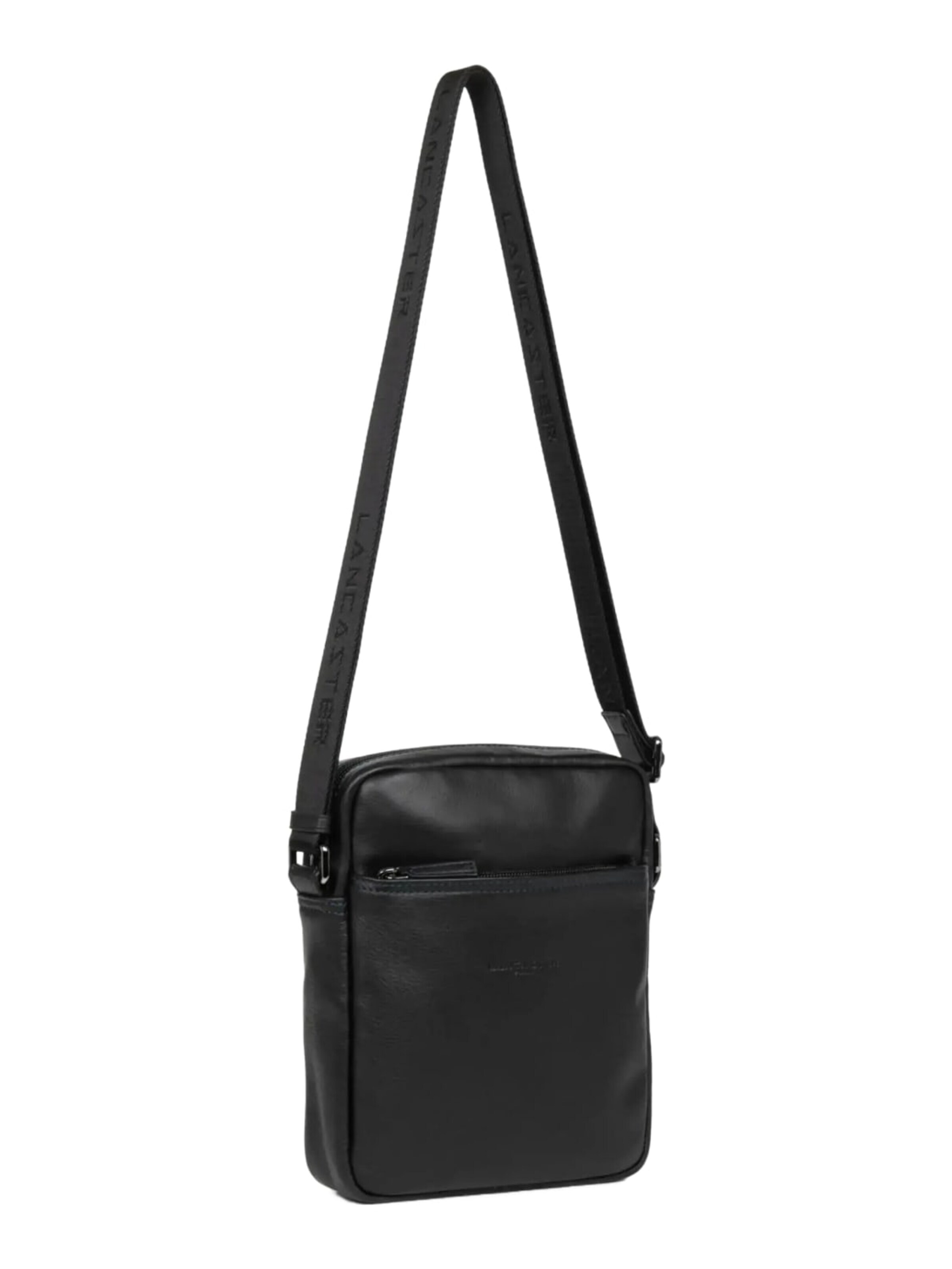 LANCASTER Paris - Mala de ombro 'Lancaster Sacoche Cuir Soft Vintage Noir/Bleu' em preto