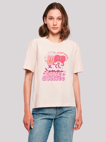 T-shirt 'Love and Coffe Valentinstag' F4NT4STIC en rose : devant
