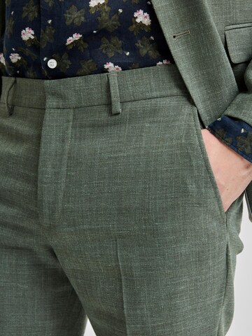 SELECTED HOMME Slim fit Trousers with creases 'Oasis' in Green