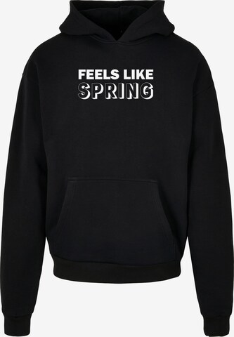 Merchcode Sweatshirt 'Spring - Feels Like' in Zwart: voorkant