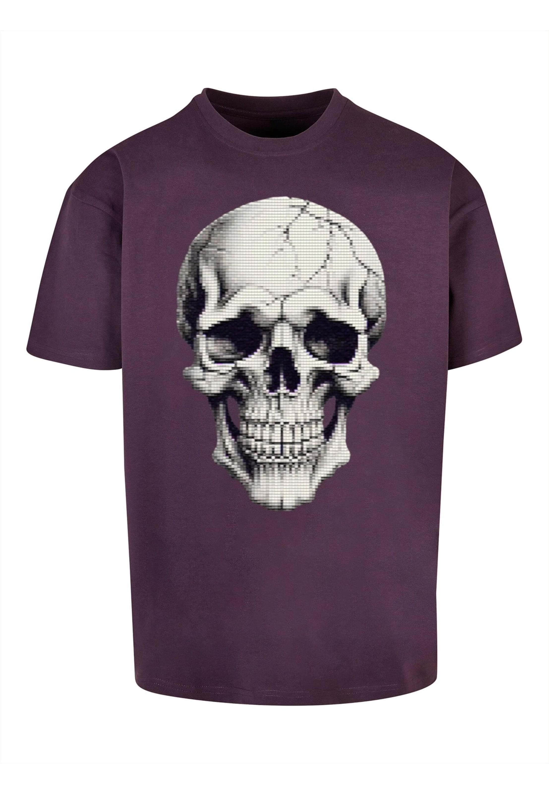 Merchcode Shirt 'Halloween - Skull' in Lila: voorkant