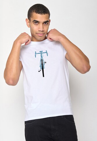 Maglietta 'Bike Front Stamp' di GREENBOMB in bianco: frontale