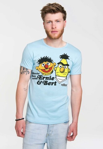 LOGOSHIRT Shirt 'Ernie und Bert' in Blue: front