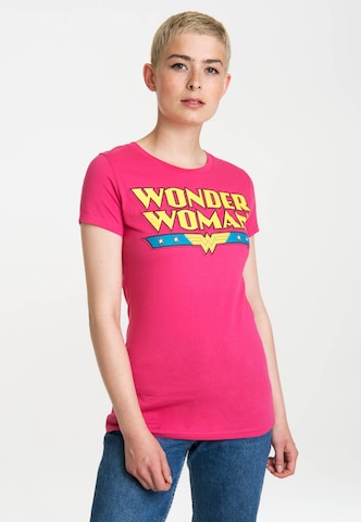 LOGOSHIRT Shirt 'Wonder Woman' in Pink: front