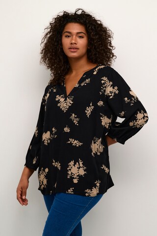 KAFFE CURVE Blouse 'Claira' in Zwart: voorkant