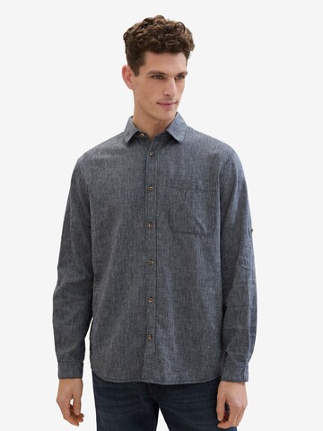 TOM TAILOR Comfort fit Button Up Shirt in Blue: front