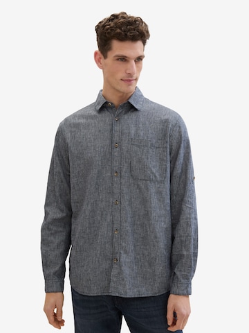 TOM TAILOR Comfort fit Button Up Shirt in Blue: front