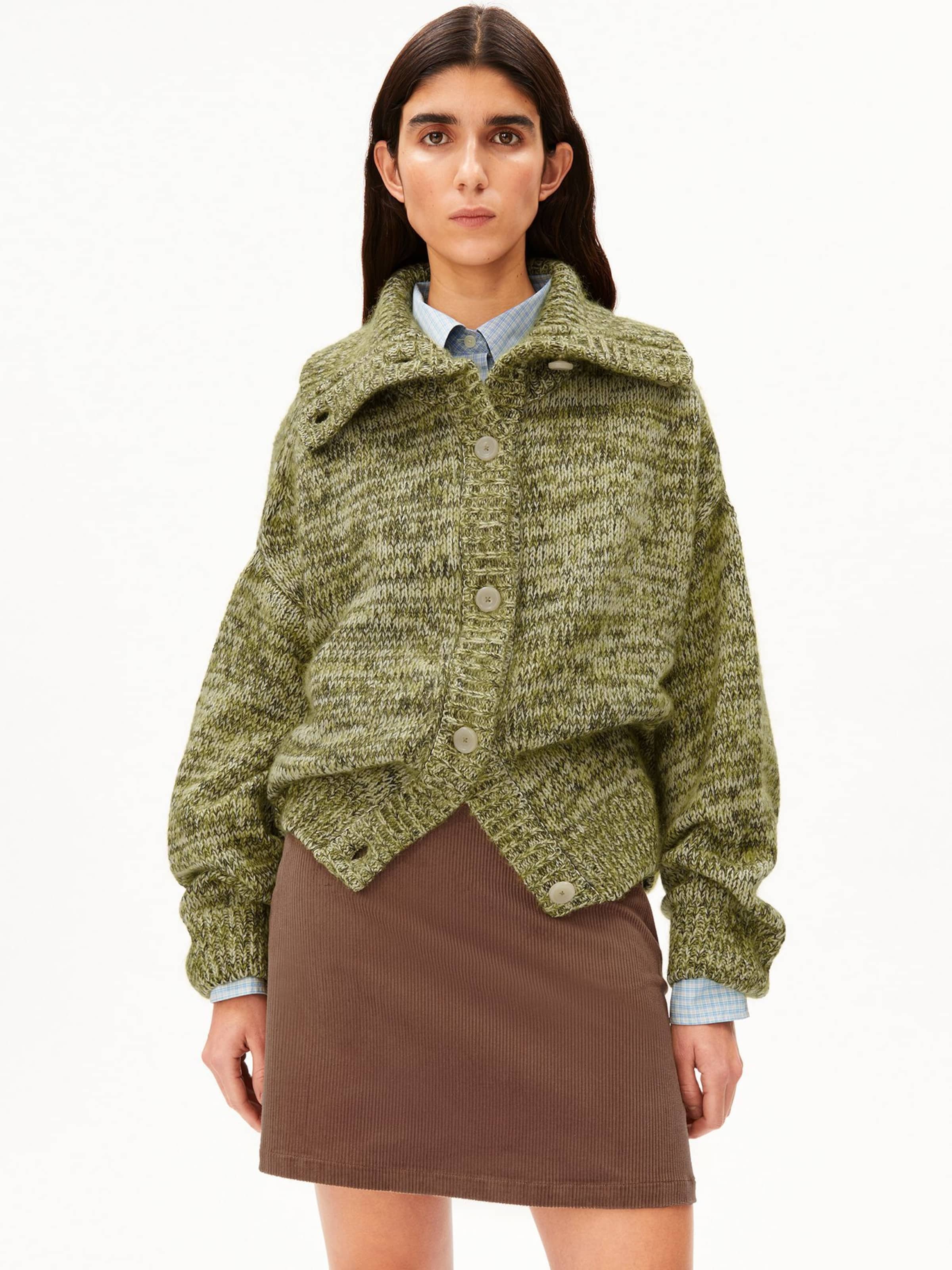 ARMEDANGELS Strickjacke MOULINÉ BRUSHED in Mischfarben: Vorderseite
