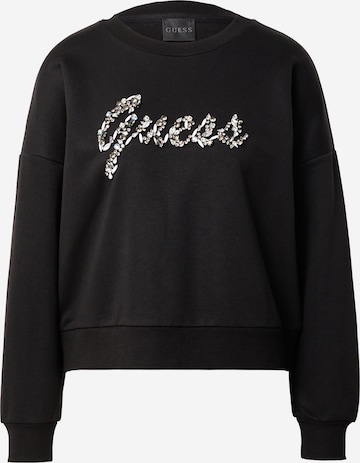 GUESSSweater majica 'MANILA' - crna boja: prednji dio