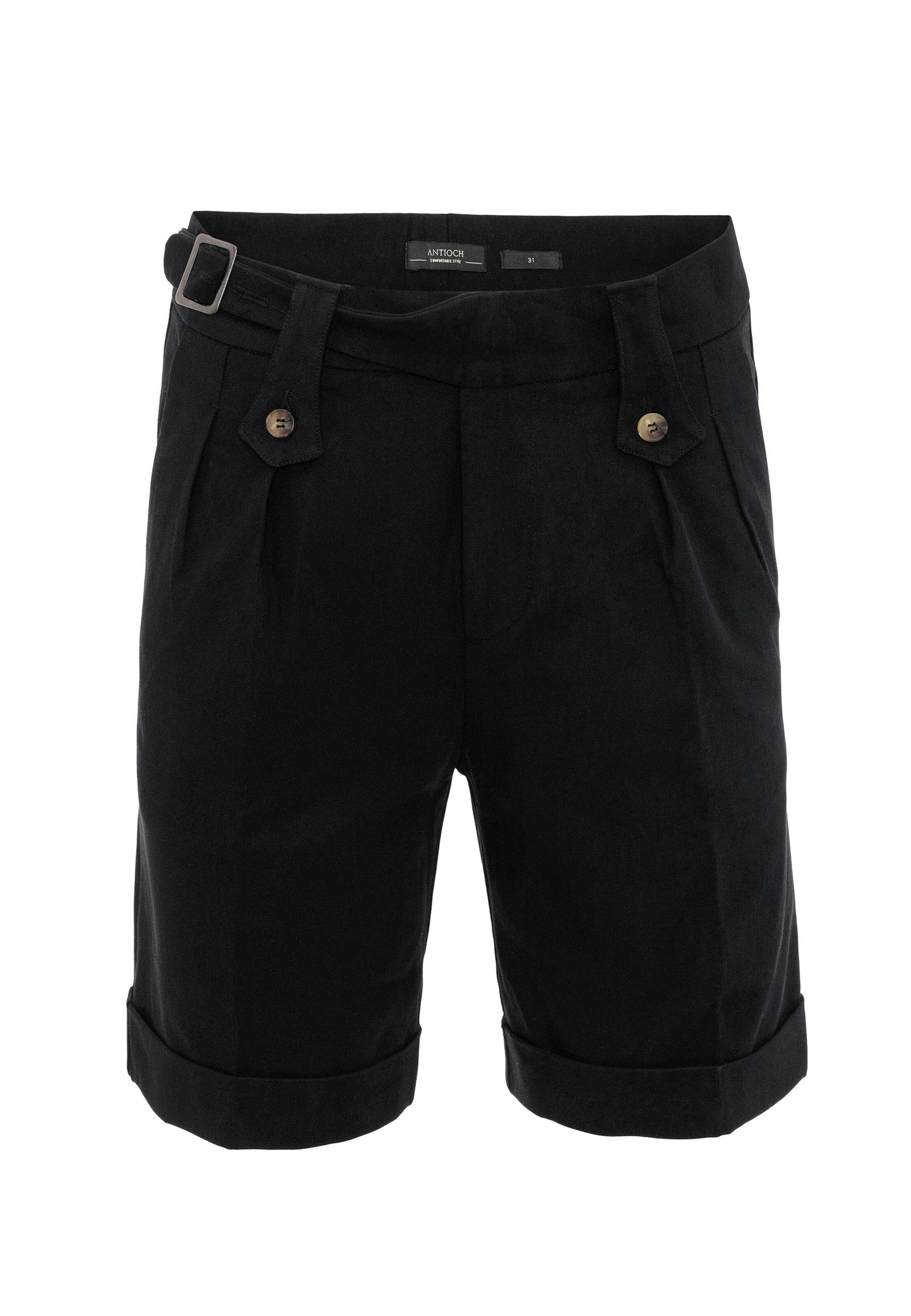 Antioch Štandardný strih Plisované nohavice - Čierna: predná strana