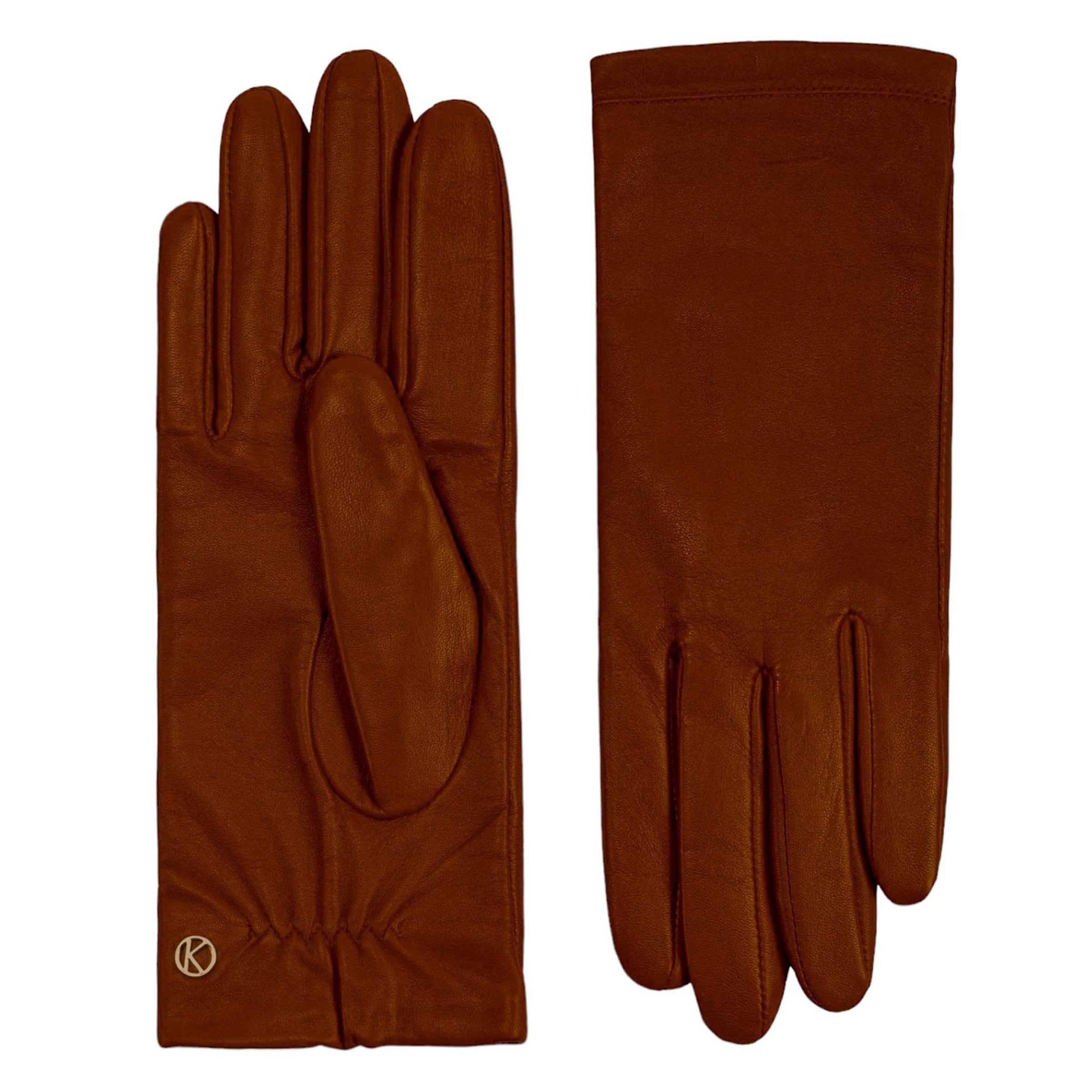 KESSLER Full finger gloves 'Chelsea' in Brown: front