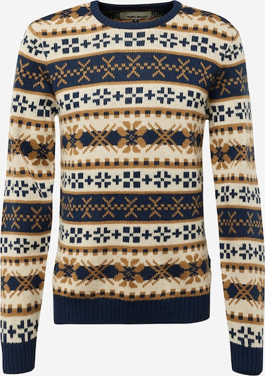 BLEND Пуловер в светлобежово / нейви синьо / карамел, Преглед на продукта