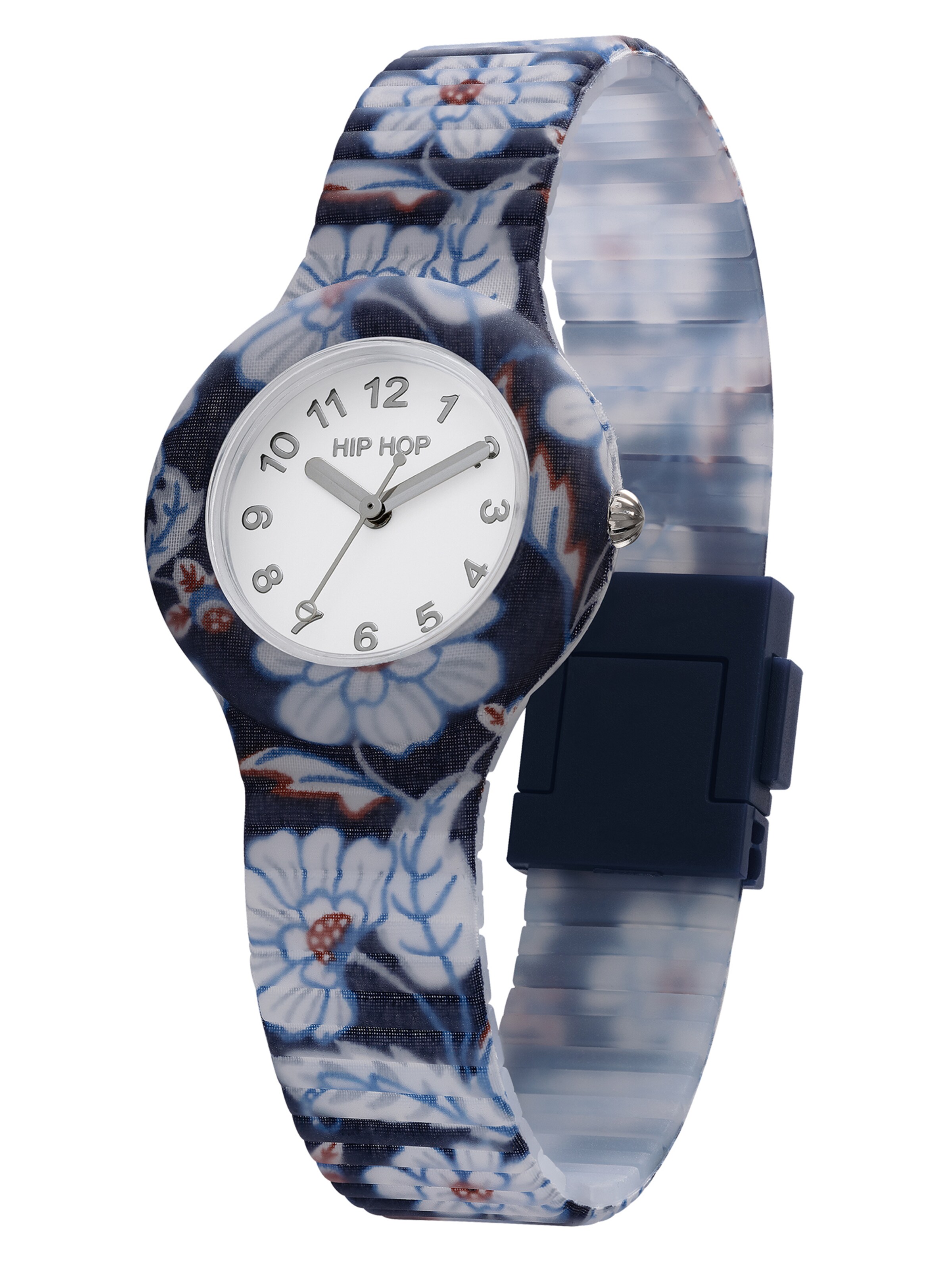 Hip Hop Analog Watch 'Winter Blosom' in Blue: front