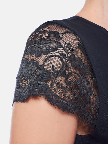 Evoni Bodysuit 'Kurzarmbody mit Spitzenärmeln' in Black