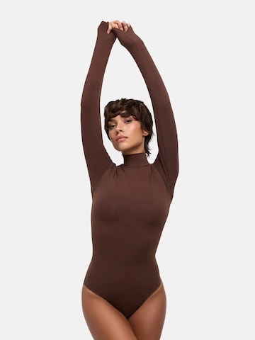 Body modellante 'Clean Longsleeve Turtleneck Sculpting Bodysuit with Slip' di cfab in marrone