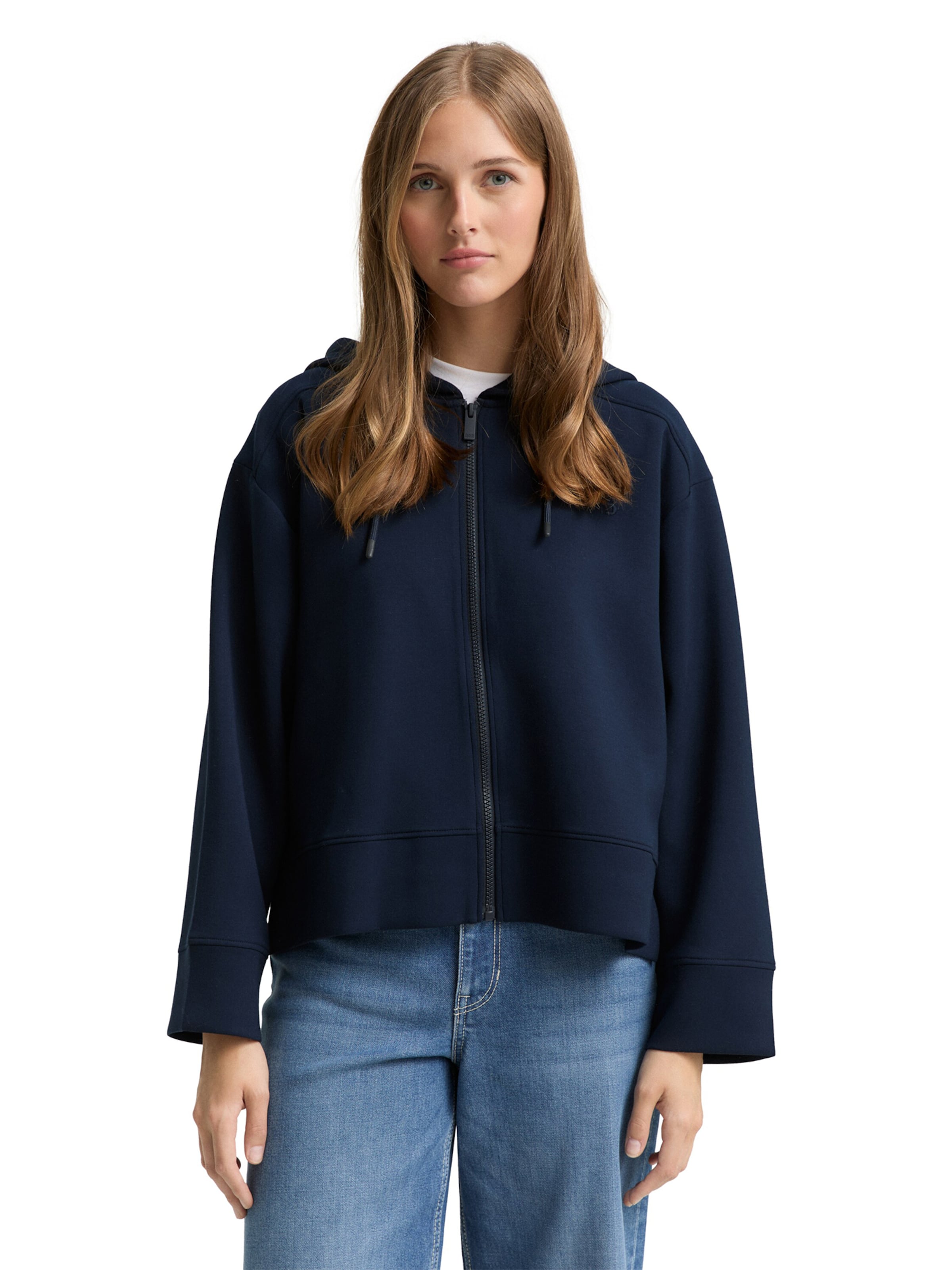 TOM TAILOR DENIM Sweat jacket in Blue: front
