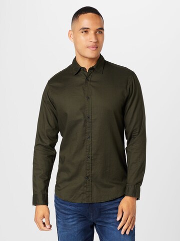 Coupe slim Chemise 'GINGHAM' JACK & JONES en vert : devant