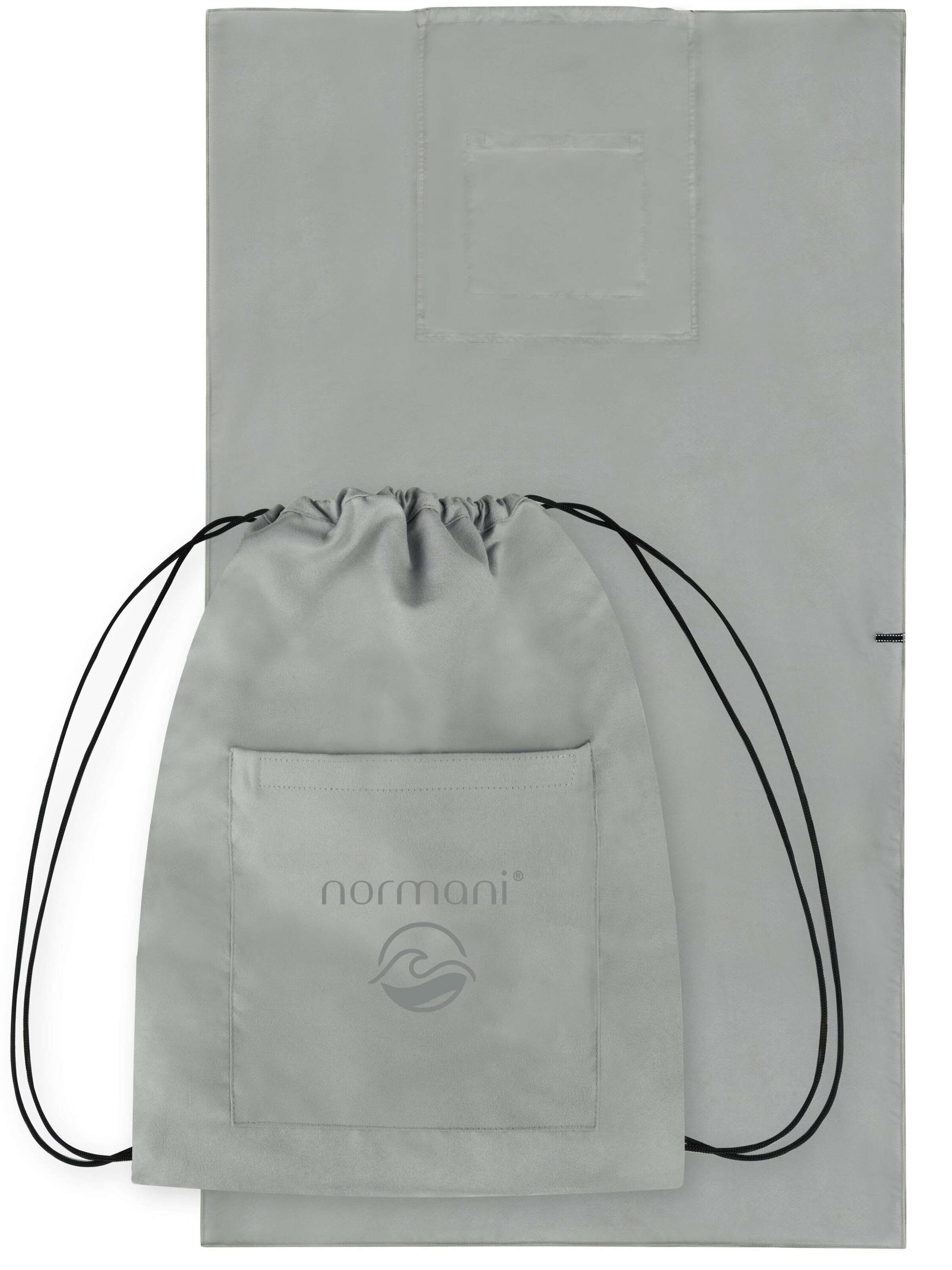 normani Badehandtuch mit Rucksackfunktion in Grau: Vorderseite