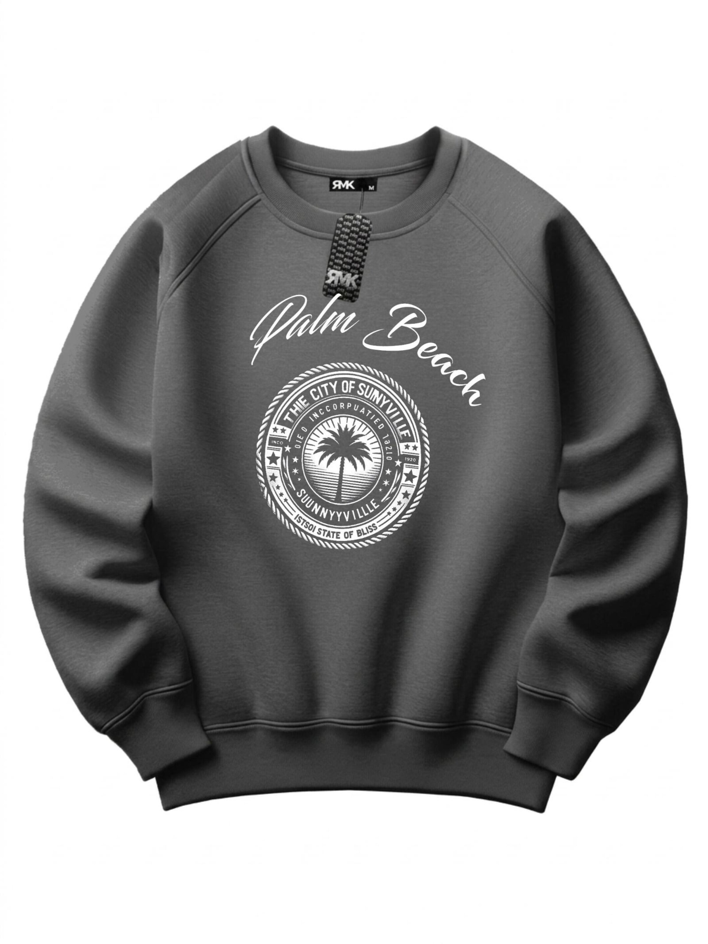 RMK Sweatshirt 'Palm Beach' in Grey: front