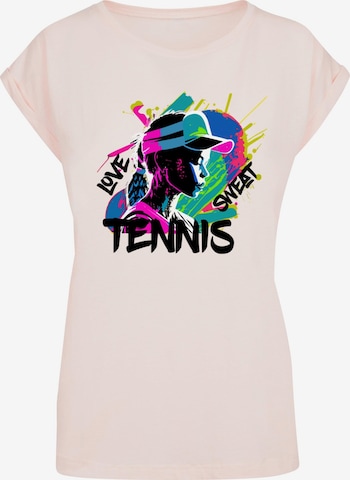 T-shirt 'Tennis Love, Sweat' Merchcode en rose : devant