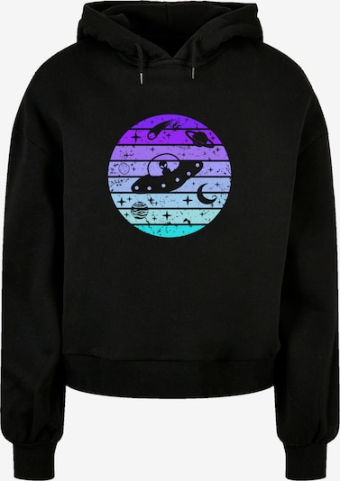 F4NT4STIC Hoodie 'Retro Alien Weltraum Sonnenuntergang' in hellblau / lila / schwarz, Produktansicht