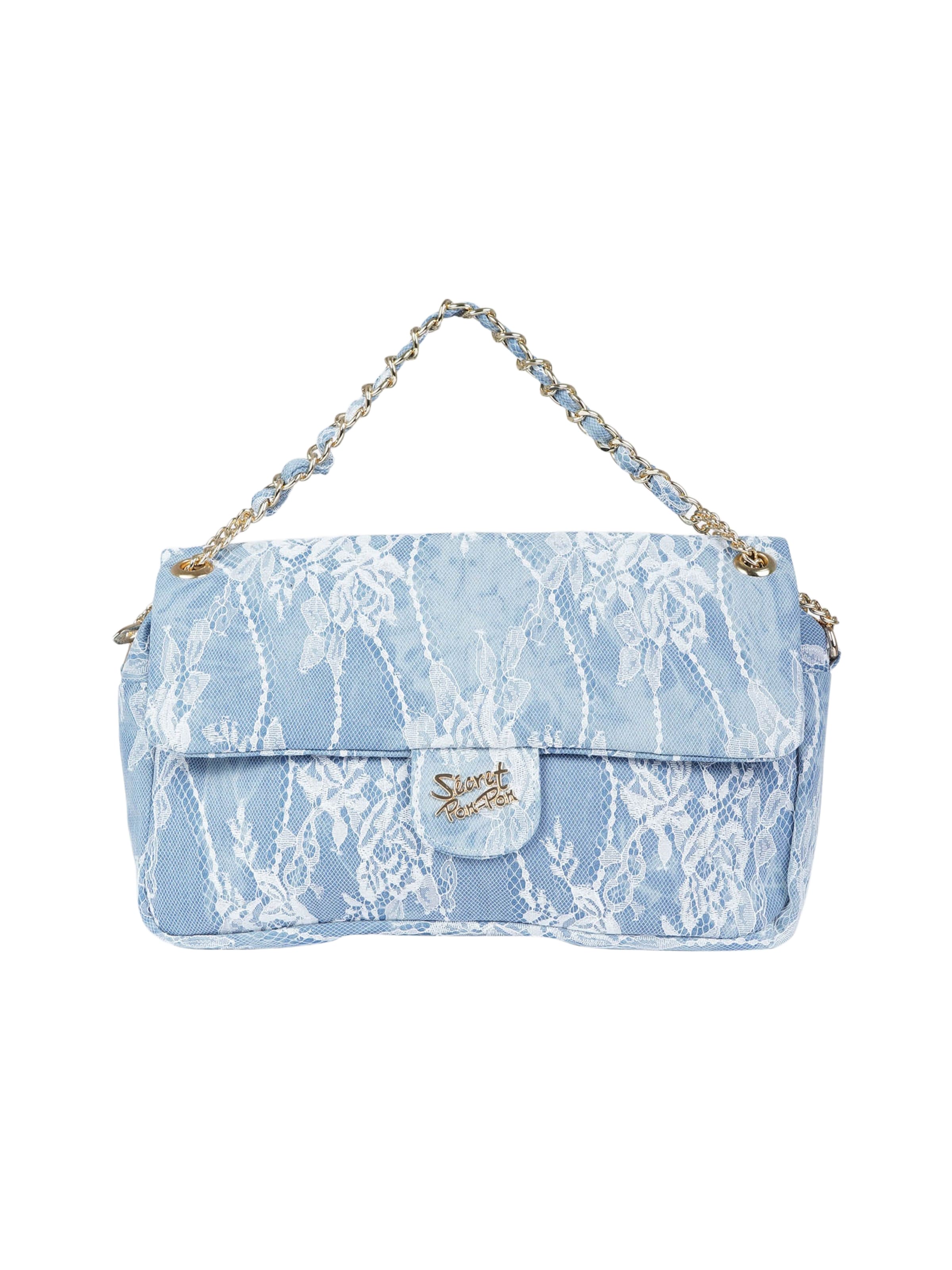 Secret Pon Pon Crossbody Bag in Blue: front