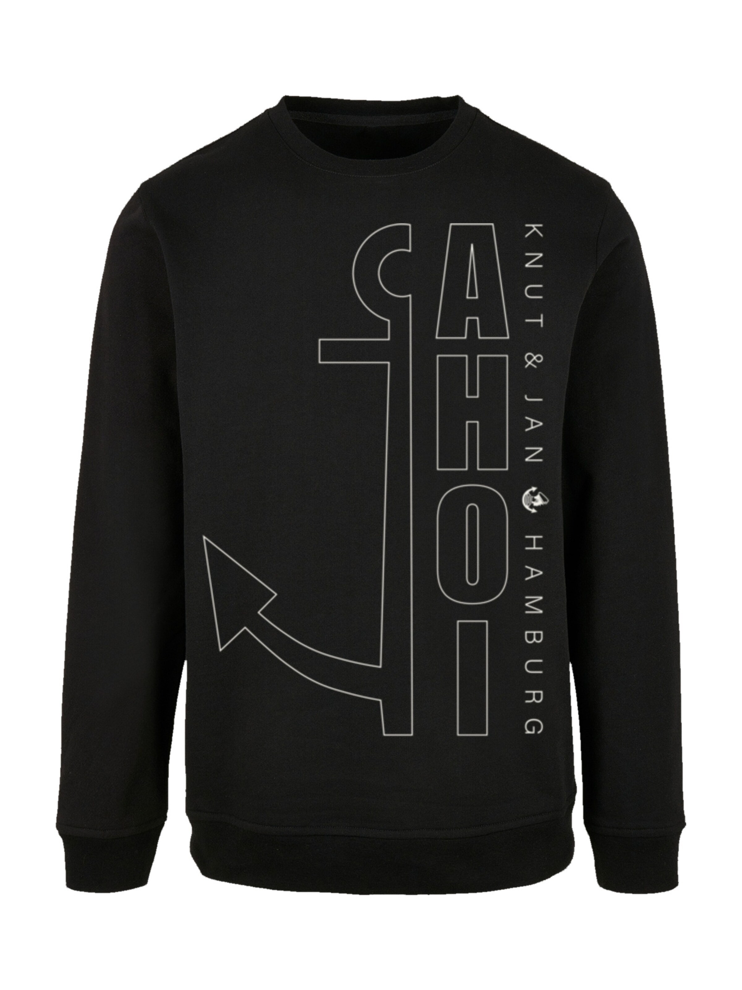 F4NT4STIC Sweatshirt 'Ahoi Anker Outlines Knut & Jan Hamburg' in Schwarz: Vorderseite