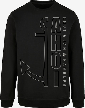 F4NT4STIC Sweatshirt 'Ahoi Anker Outlines Knut & Jan Hamburg' in Zwart: voorkant