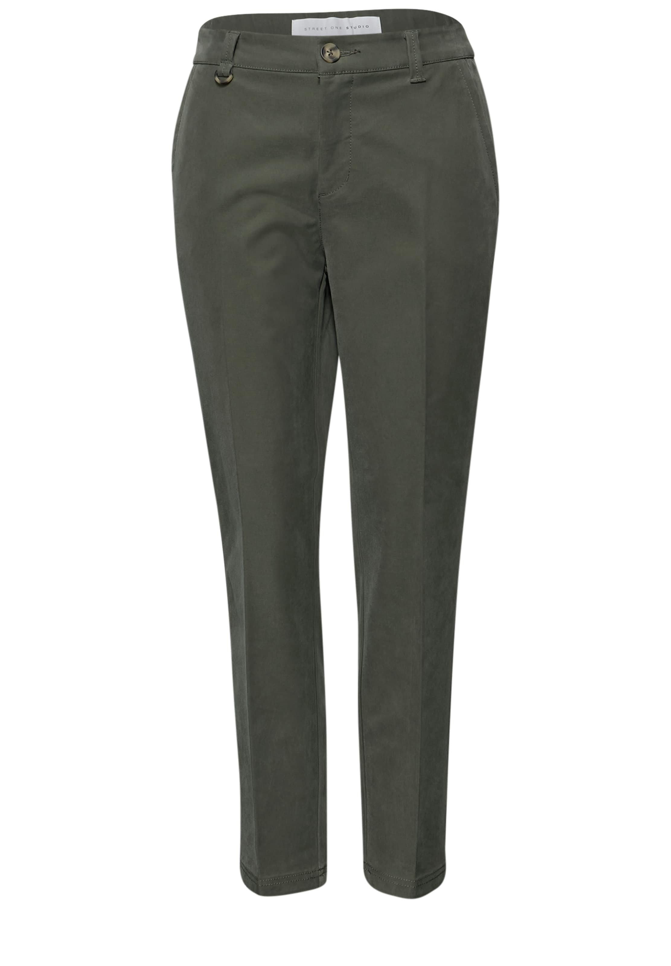 Street One Studio Chino Pants in Green: front